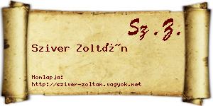 Sziver Zoltán névjegykártya